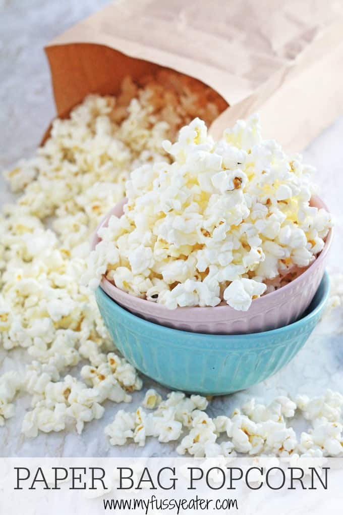 Make fresh homemade popcorn in the microwave with no oil using just a brown paper bag! | My Fussy Eater blog