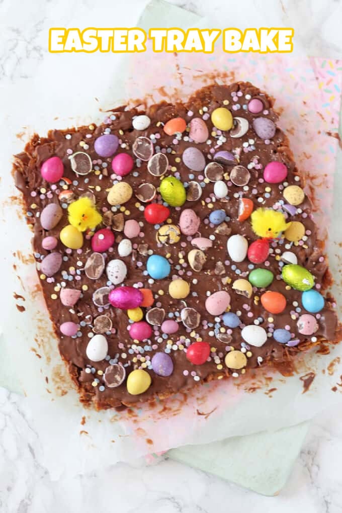 Easter Traybake Pinterest Pin Image