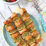 Delicious BBQ Salmon Skewers with Flora Dairy Free Avocado & Lime