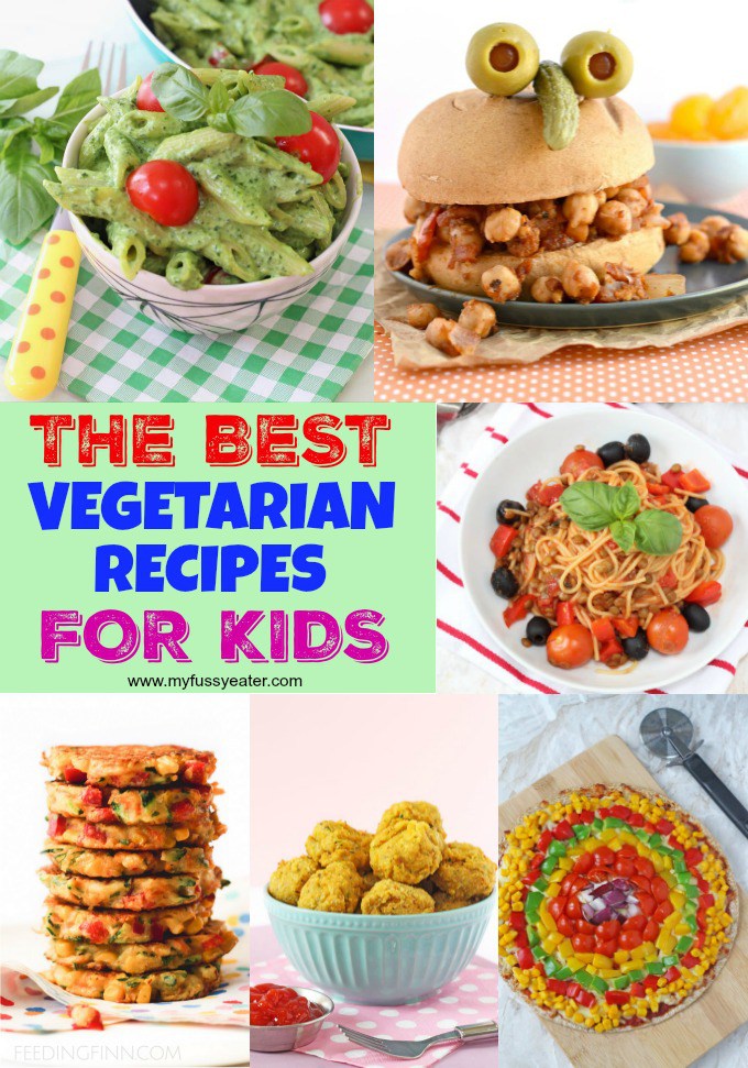 A collage of photos showing Vegetarian Recipes for Kids.