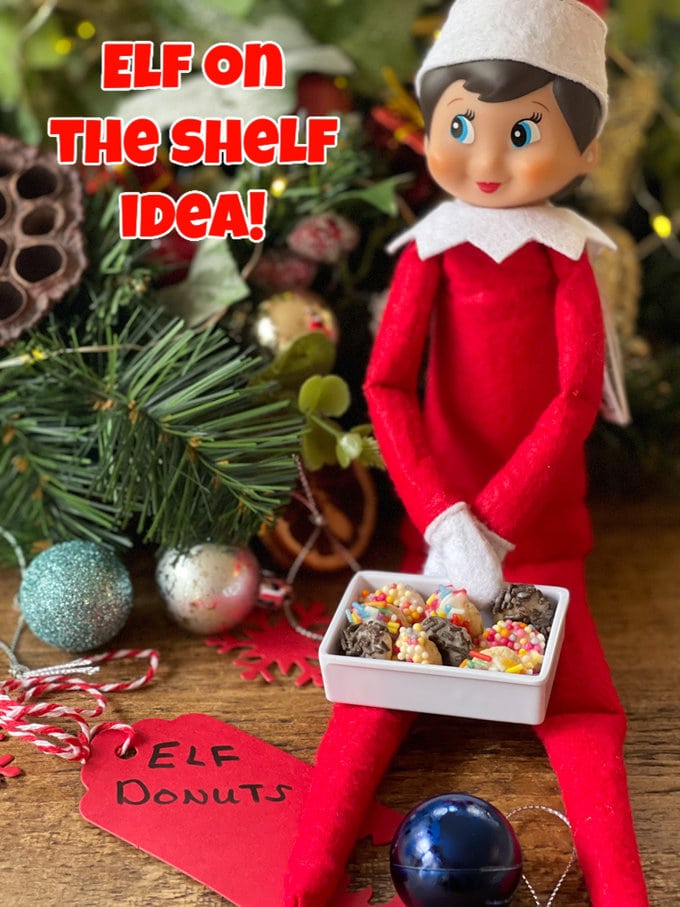 Elf on the Shelf with mini elf donuts