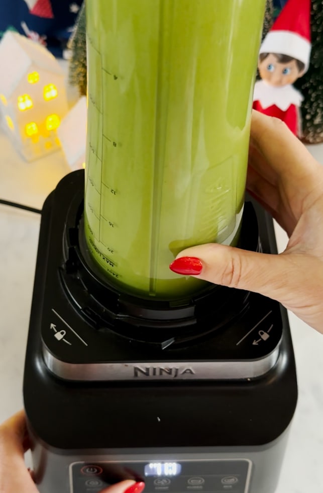 Ingredients being blitzed in a blender.