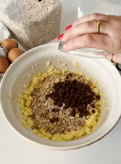 Step by step images of how mini cookies are made.